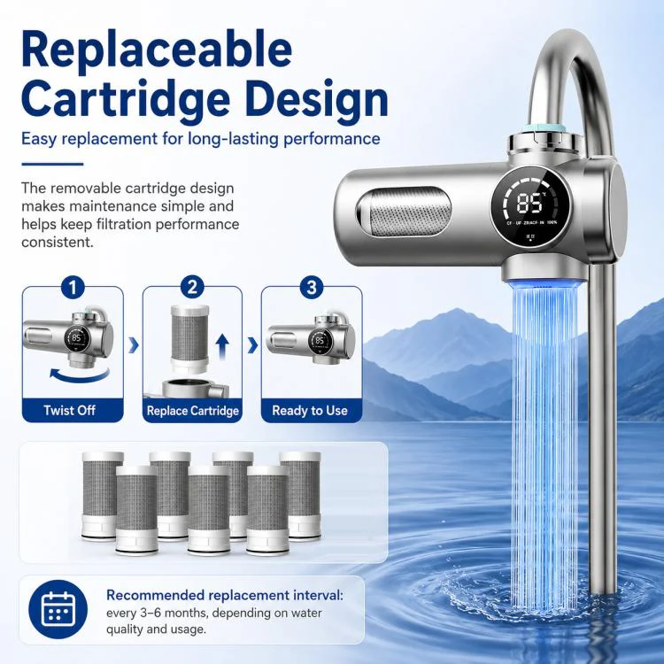 Detachable Washable Smart Water Purifier Faucet with Filter Cartridge, Style:1 Device + 1 Chip - Image 9