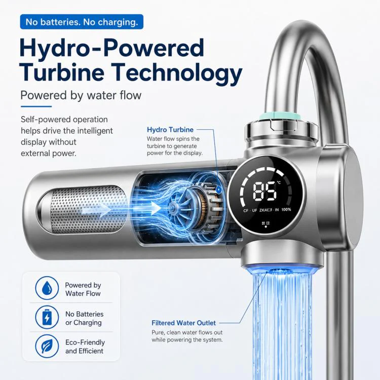 Detachable Washable Smart Water Purifier Faucet with Filter Cartridge, Style:1 Device + 4 Chips - Image 5