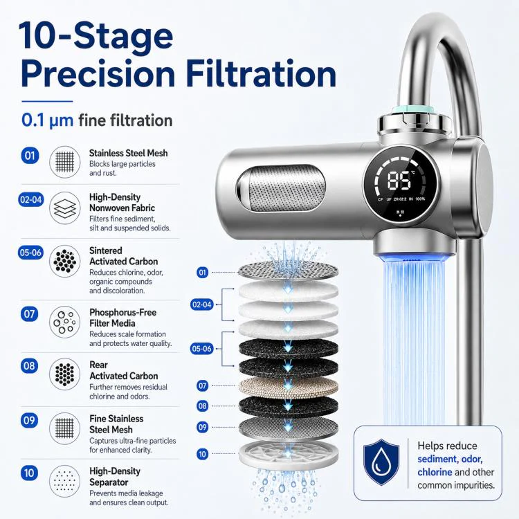 Detachable Washable Smart Water Purifier Faucet with Filter Cartridge, Style:1 Device + 4 Chips - Image 6