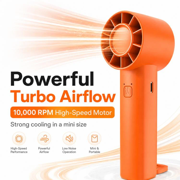 DF-91 Portable High-Speed Handheld Fan with Desktop Stand(Grey) - Image 4