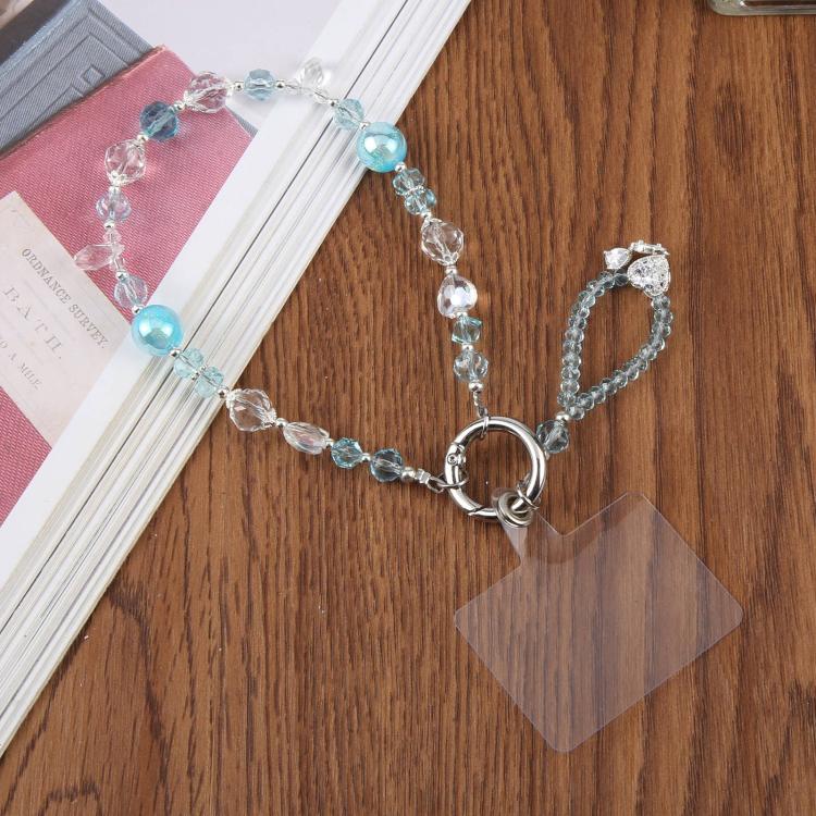 Diamond Heart Bow Phone Strap(Blue)