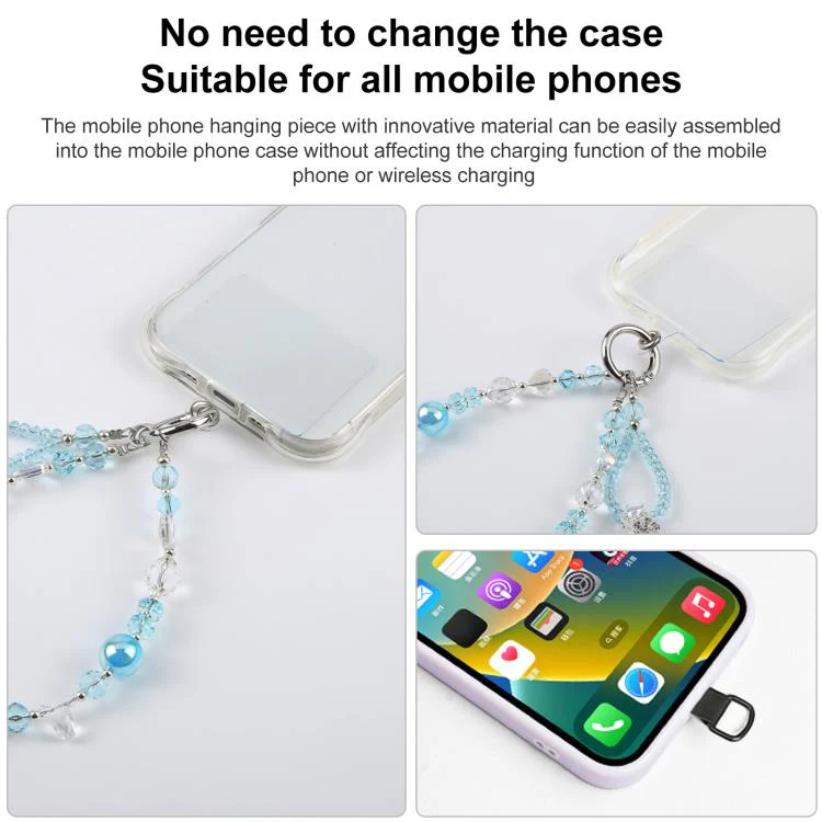 Diamond Heart Bow Phone Strap(Blue) - Image 5