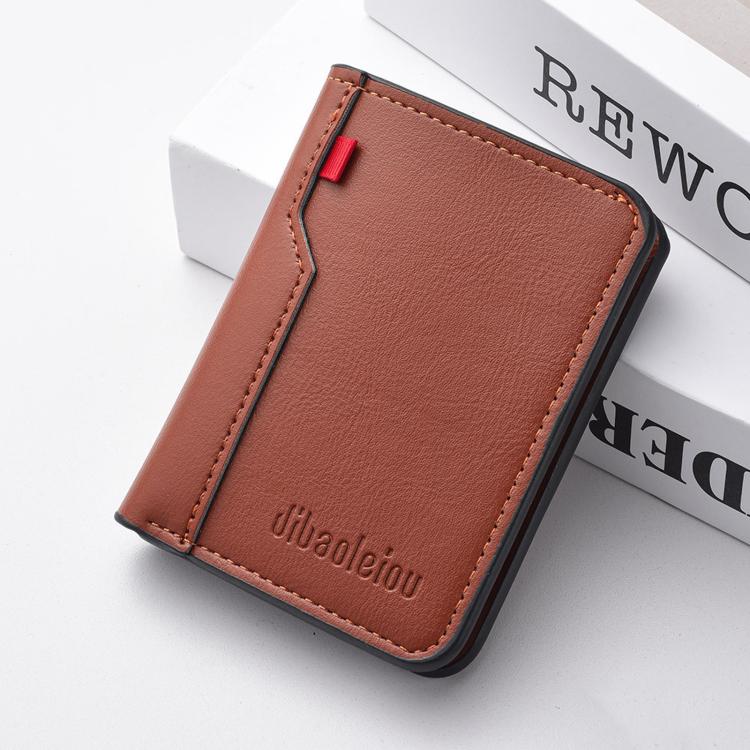 Dibaoleiou K3315 Portable Vertical Men Billfold 2-Fold Large Capacity Wallet & Card Holder(Brown)