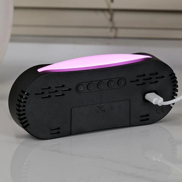 Digital Alarm Clock for Bedroom With Atmosphere Night Light, 2 Alarms, Week/Date/Temperature Display(Black Shell Blue Light) - Image 7