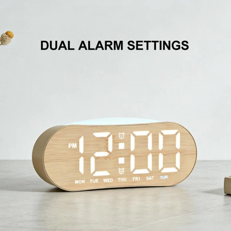 Digital Alarm Clock for Bedroom With Atmosphere Night Light, 2 Alarms, Week/Date/Temperature Display(Black Shell Green Light) - Image 6