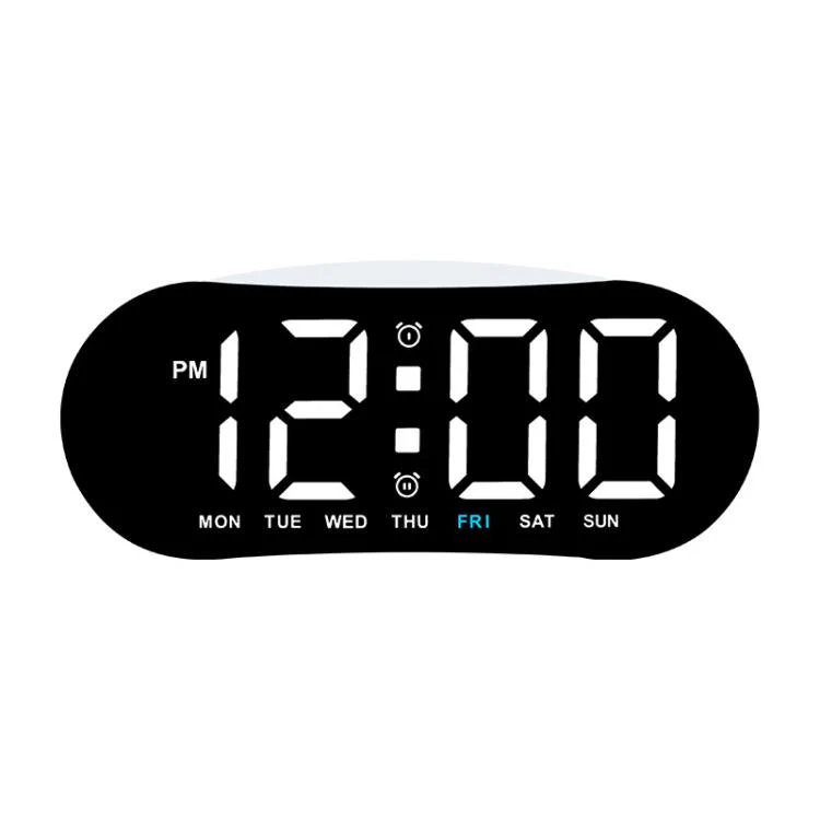 Digital Alarm Clock for Bedroom With Atmosphere Night Light, 2 Alarms, Week/Date/Temperature Display(Black Shell White Light)