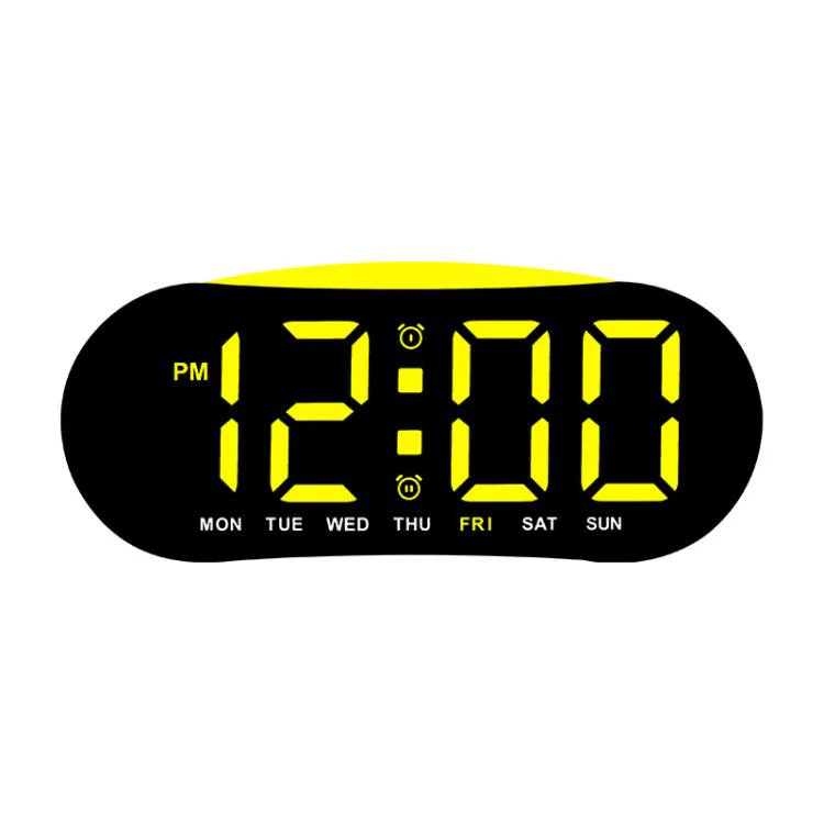 Digital Alarm Clock for Bedroom With Atmosphere Night Light, 2 Alarms, Week/Date/Temperature Display(Black Shell Yellow Light)