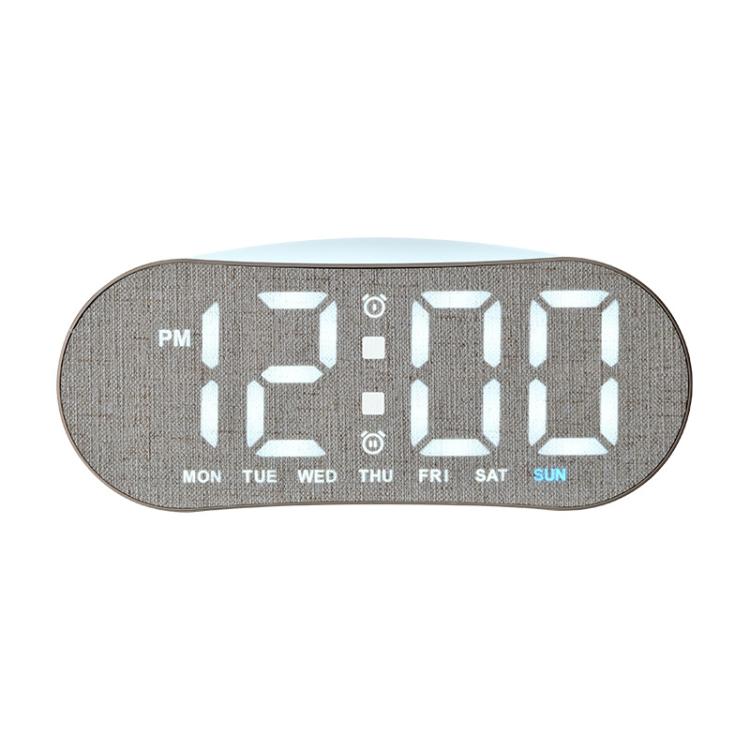 Digital Alarm Clock for Bedroom With Atmosphere Night Light, 2 Alarms, Week/Date/Temperature Display(Grey Fabric Texture)