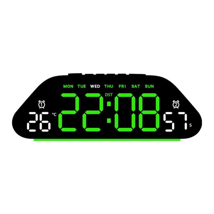 Digital Alarm Clock With Large LED Display 3 Brightness Levels, Auto-Dimming, Atmosphere Night Light & Timer(5530 Black Shell Green Light)