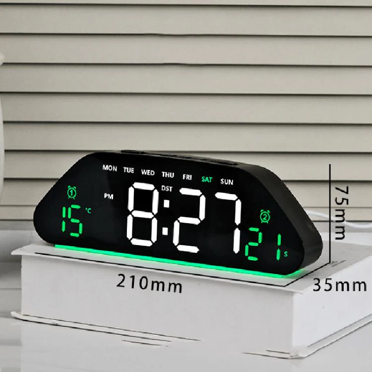 Digital Alarm Clock With Large LED Display 3 Brightness Levels, Auto-Dimming, Atmosphere Night Light & Timer(6689 Black Shell Orange Light) - Image 10
