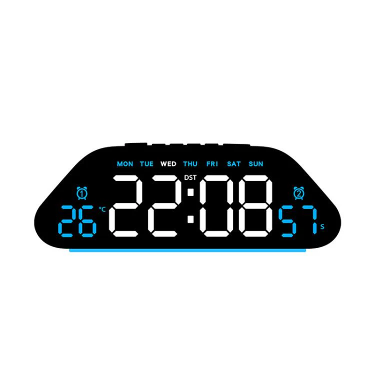 Digital Alarm Clock With Large LED Display 3 Brightness Levels, Auto-Dimming, Atmosphere Night Light & Timer(6689 White Shell Blue Light)
