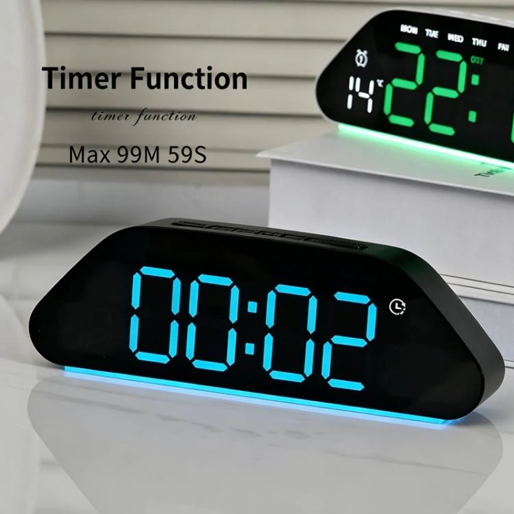 Digital Alarm Clock With Large LED Display 3 Brightness Levels, Auto-Dimming, Atmosphere Night Light & Timer(6689 White Shell Green Light) - Image 6