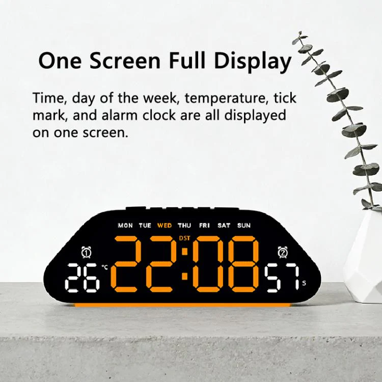 Digital Alarm Clock With Large LED Display 3 Brightness Levels, Auto-Dimming, Atmosphere Night Light & Timer(6689 White Shell Rose Red) - Image 2
