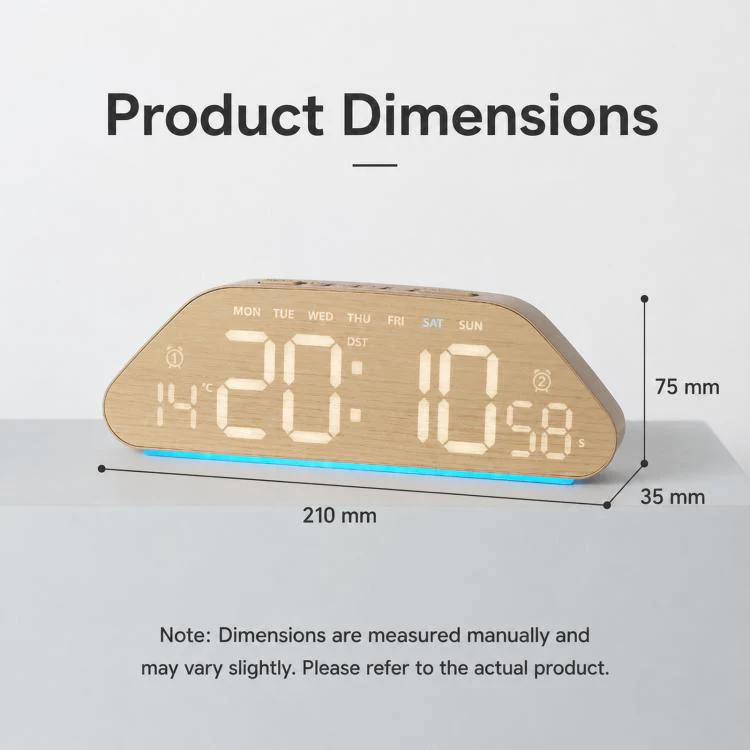 Digital Alarm Clock With USB Output Charger Accurate To The Second LED Desk Clock(5535B Fabric Texture) - Image 7