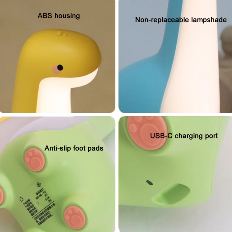 Dinosaur Night Light USB Rechargeable Sleeping Companion Ambient Warm Light(Blue) - Image 3