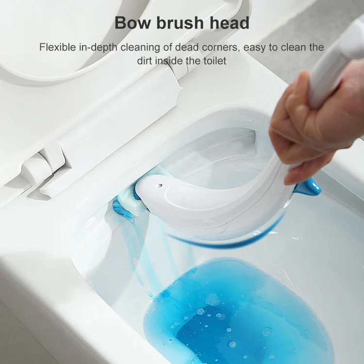 Disposable Toilet Brush Household Toilet Brush with Detergent, Style:Dolphin - Image 5