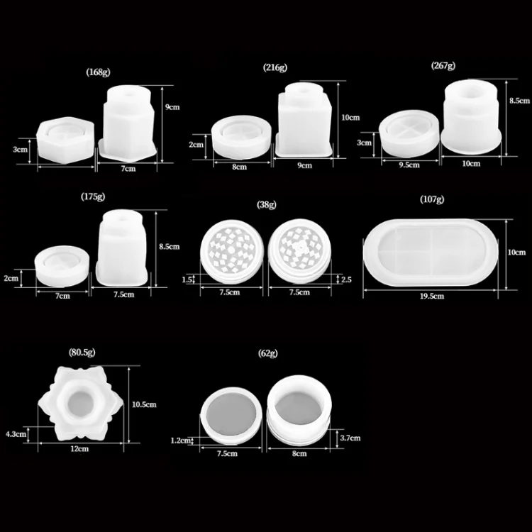 DIY Crystal Epoxy Silicone Mold Combination Set, Shape: Lotus Storage+Grinding Device - Image 3