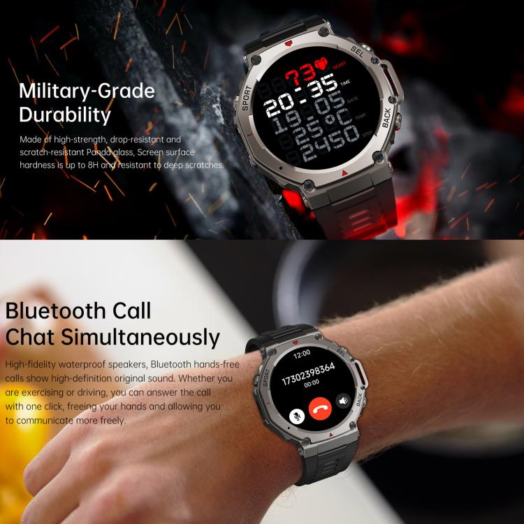 DM58 1.43 Inch AMOLED Screen GPS Smart Watch 5ATM Waterproof Sports Watch(Black) - Image 4