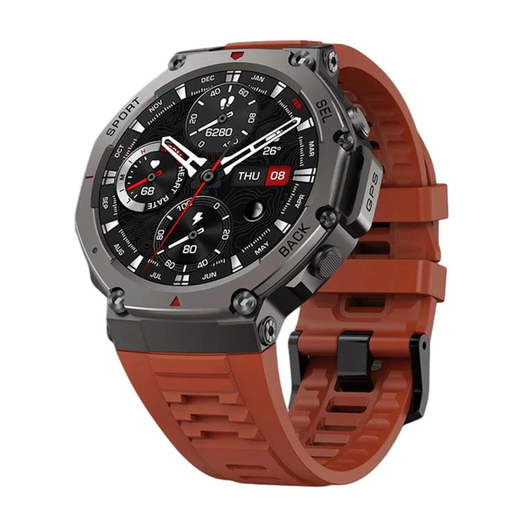 DM58 1.43 Inch AMOLED Screen GPS Smart Watch 5ATM Waterproof Sports Watch(Black Red)
