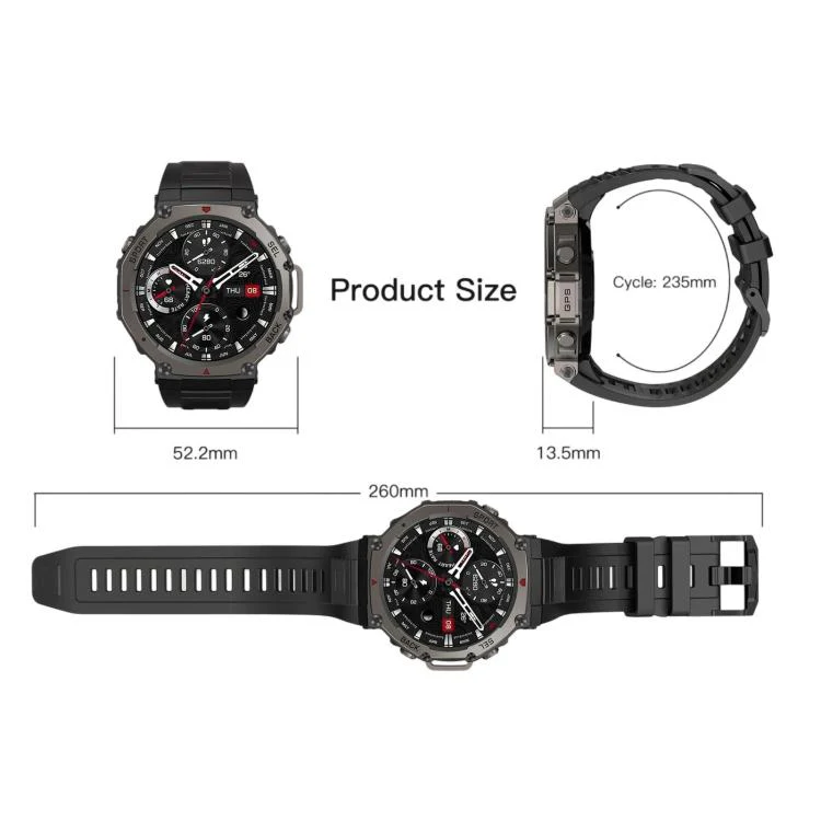 DM58 1.43 Inch AMOLED Screen GPS Smart Watch 5ATM Waterproof Sports Watch(Black Red) - Image 9