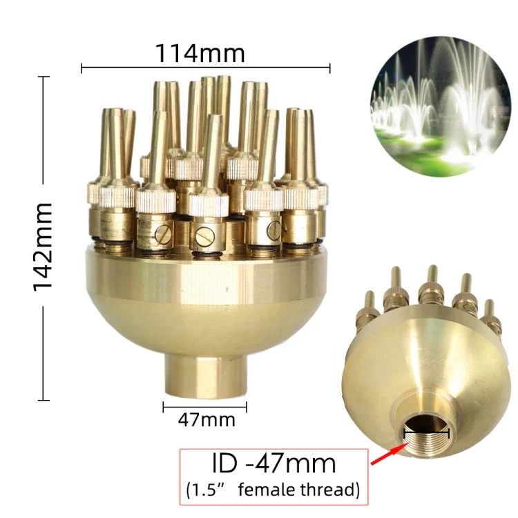DN40 1.5 inch Copper Adjustable 3-Layer Flower Nozzle Waterscape Layer Flower Fountain Sprinklers - Image 2