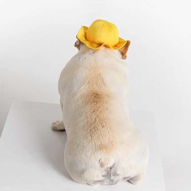 Dog Hat Summer Cool Photo Decoration Pet Cat Sun Hat, Size: S(Yellow Grid) - Image 6