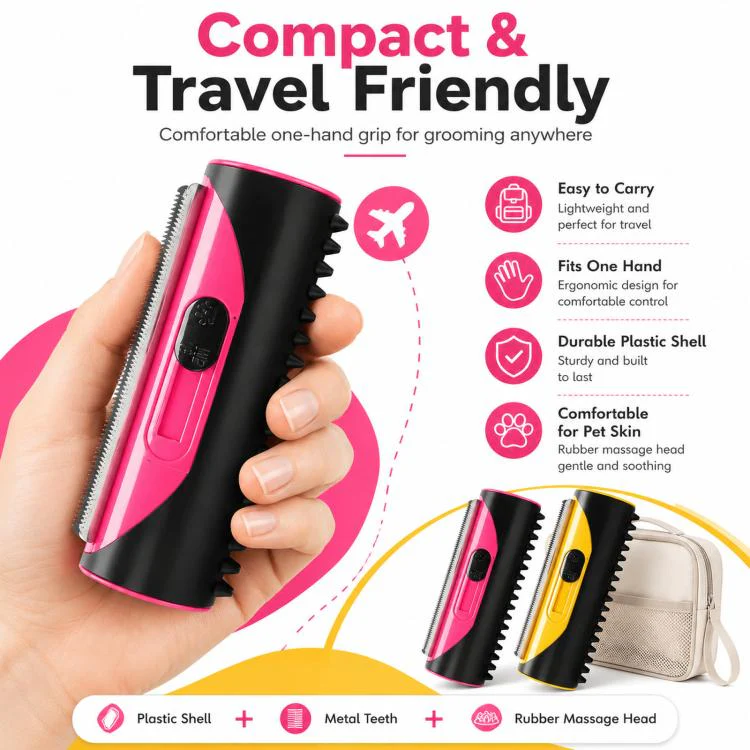 Dog Massage Comb Pet Shedding Cleaning Grooming Tool(Red) - Image 3
