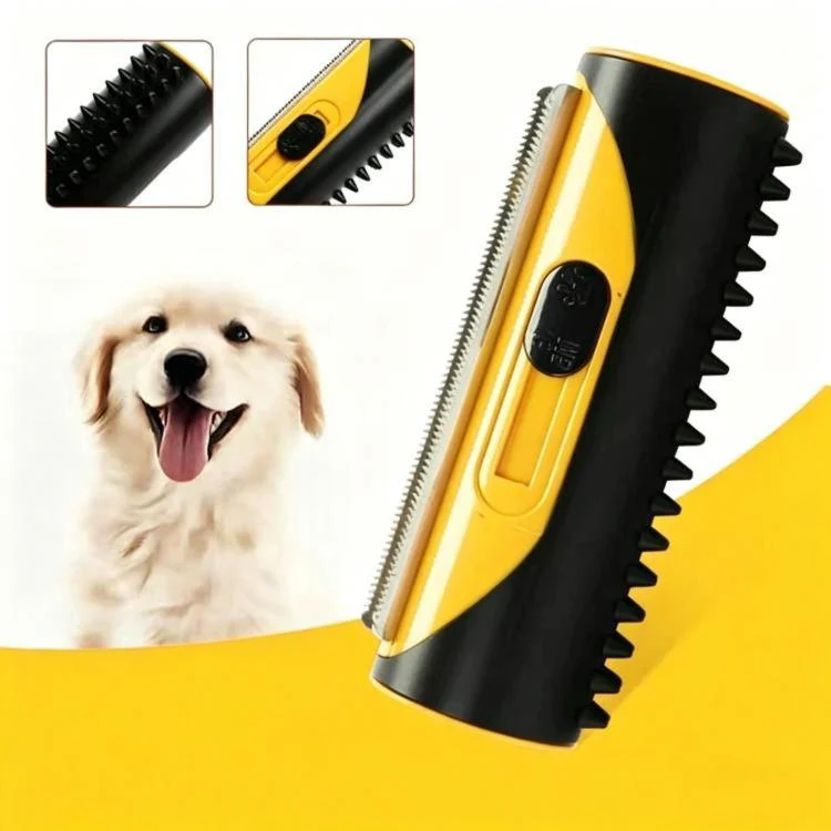 Dog Massage Comb Pet Shedding Cleaning Grooming Tool(Yellow)