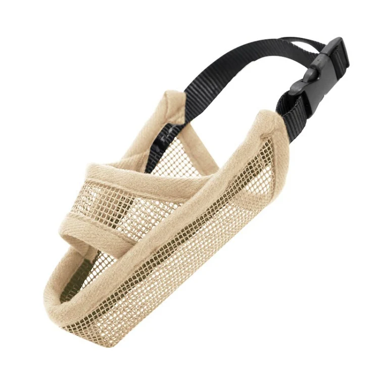 Dog Mouth Cover Anti-Bite Mesh Dog Mouth Cover Medium And Large Dogs Anti-Drop Mask M(Beige)