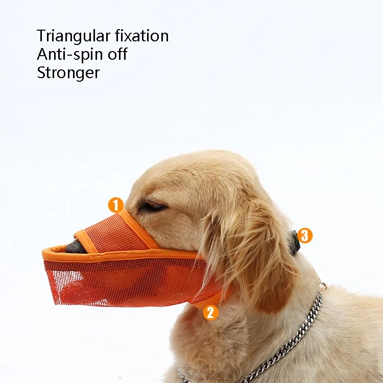 Dog Mouth Cover Anti-Bite Mesh Dog Mouth Cover Medium And Large Dogs Anti-Drop Mask M(Orange) - Image 6