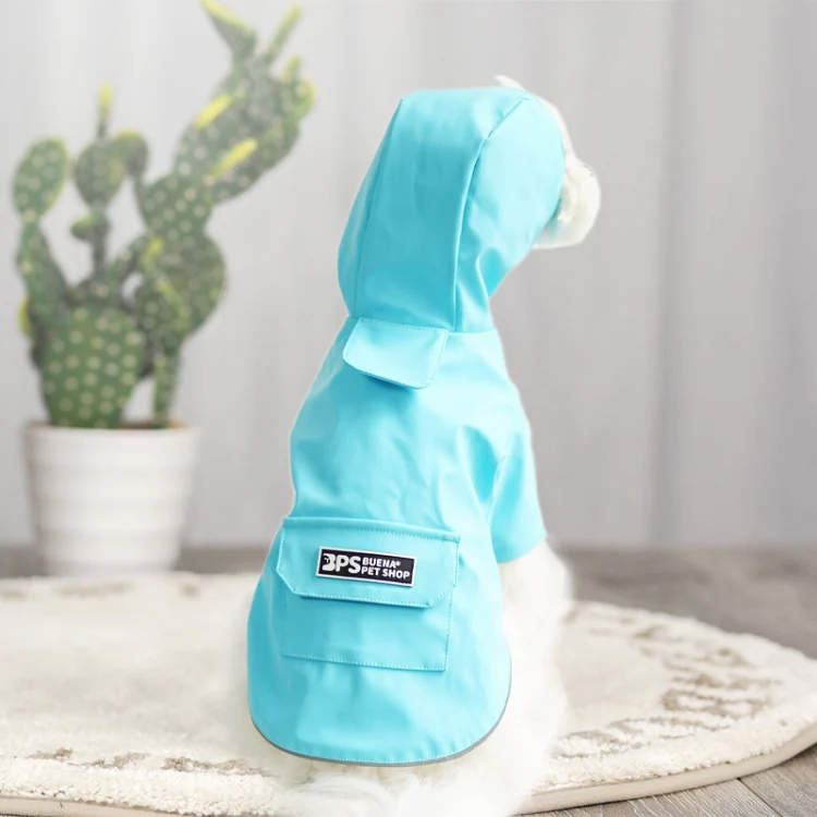 Dog Raincoat Hooded Four-Legged Clothes Waterproof All-Inclusive Small Dog Pet Raincoat, Size: M(Lake Blue) - Image 5