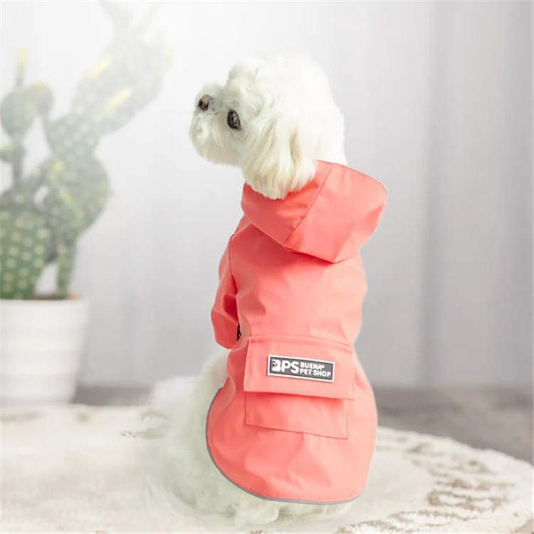 Dog Raincoat Hooded Four-Legged Clothes Waterproof All-Inclusive Small Dog Pet Raincoat, Size: M(Pink)