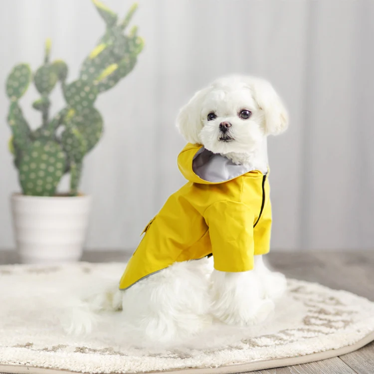 Dog Raincoat Hooded Four-Legged Clothes Waterproof All-Inclusive Small Dog Pet Raincoat, Size: M(Yellow) - Image 5