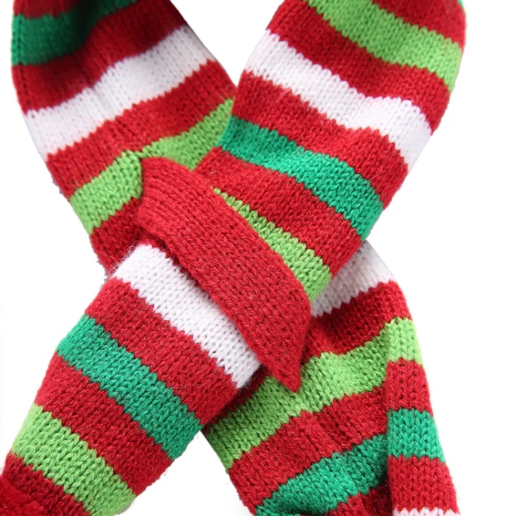 Dog Scarf Christmas Pet Accessories Winter Warmth Pet Scarf, Size: XL(Red and Green Stripes) - Image 4