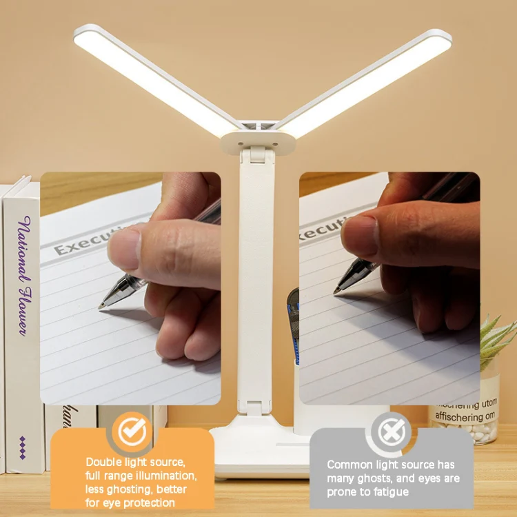 Double Head Lighting LED Charging Desk Lamp,Style: Rechargeable 3600mAh+Cable - Image 6