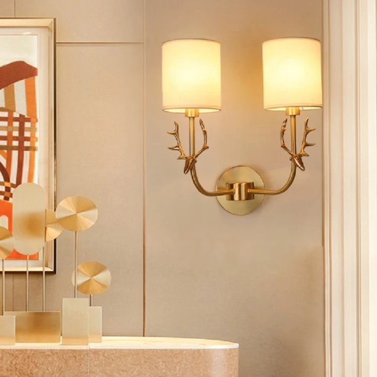 Double Heads Corridor Aisle Personality Creative Copper Antler Wall Lamp, Power source: Without Light Source - Image 2