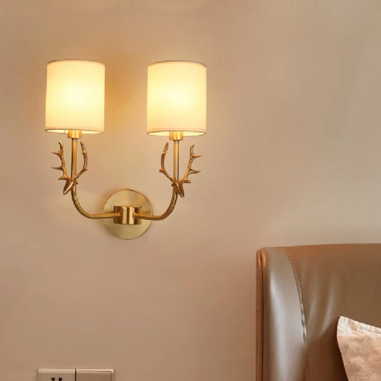 Double Heads Corridor Aisle Personality Creative Copper Antler Wall Lamp, Power source: Without Light Source - Image 3