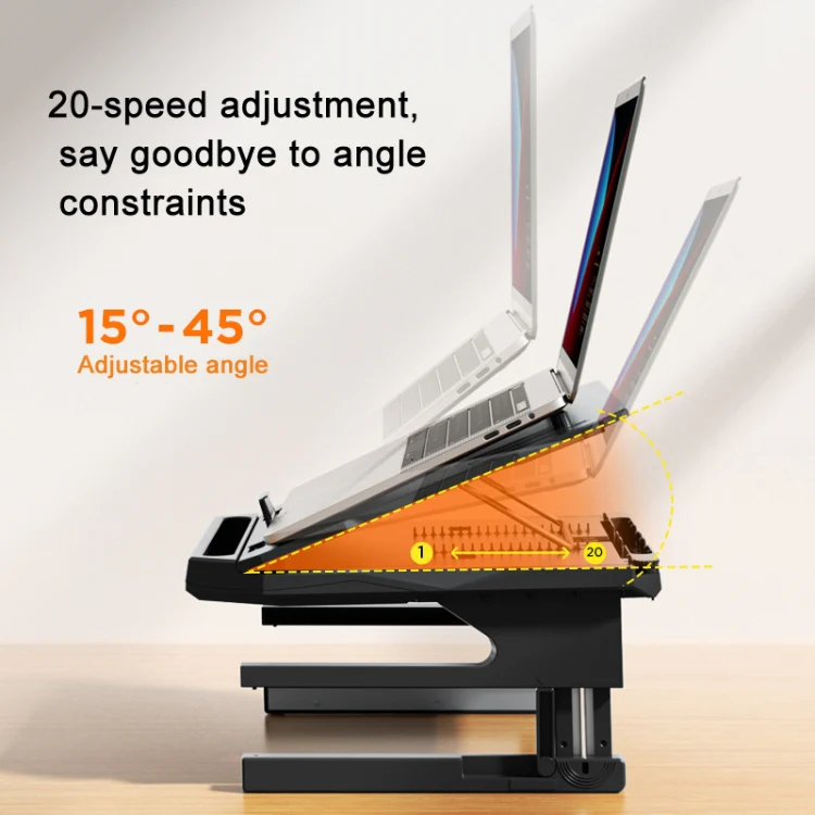 Double Layer Foldable Lift Laptop Stand Aluminum Computer Heightening Bracket(Black) - Image 4