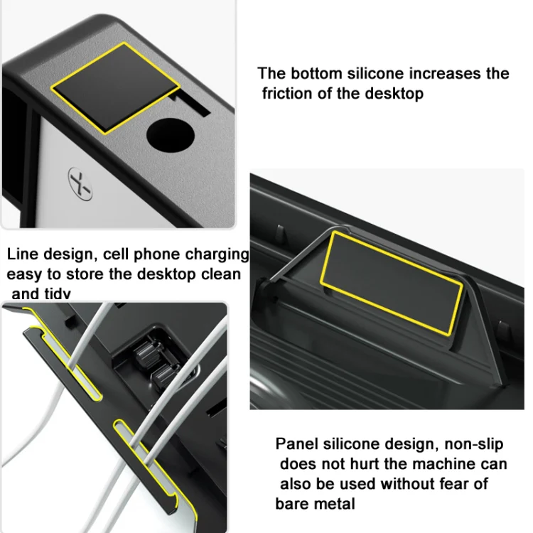 Double Layer Foldable Lift Laptop Stand Aluminum Computer Heightening Bracket(Black) - Image 6