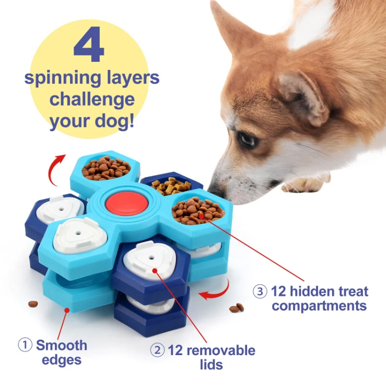 Double Layer Rotating Puzzle Pet Toys Dog Foraging Training Slow Food Tray - Image 7