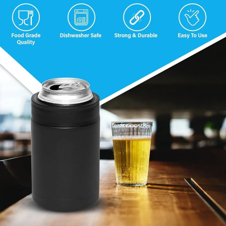 Double Vacuum 12oz Coke Can Insulated Mug 304 Stainless Steel Beer Cooler With Bottle Opener(Black) - Image 10