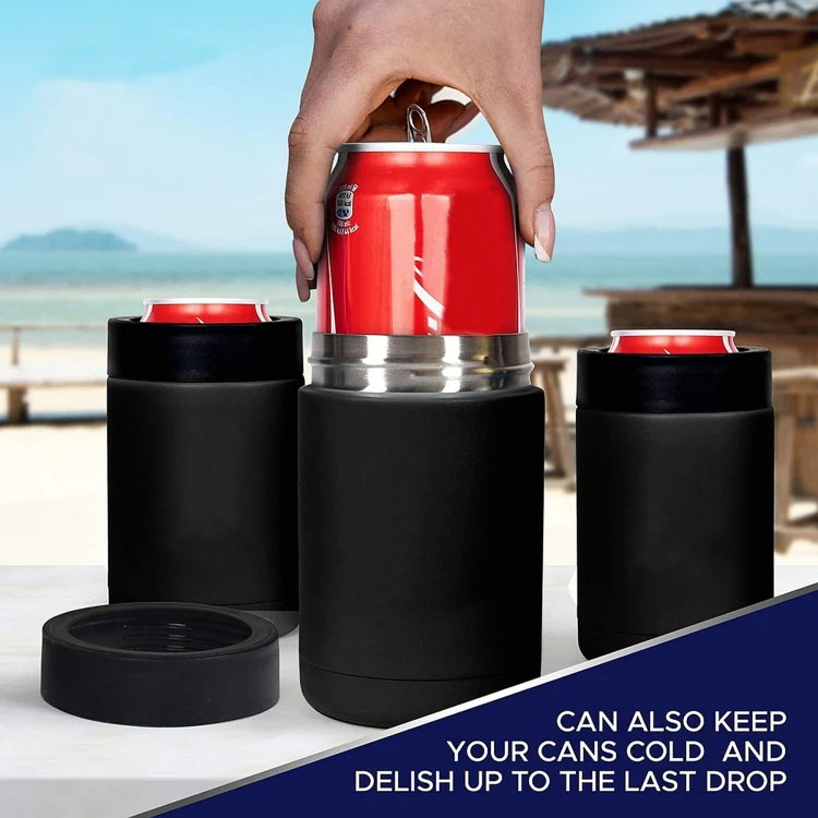 Double Vacuum 12oz Coke Can Insulated Mug 304 Stainless Steel Beer Cooler With Bottle Opener(Black) - Image 11