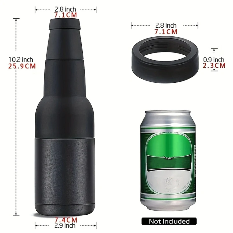 Double Vacuum 12oz Coke Can Insulated Mug 304 Stainless Steel Beer Cooler With Bottle Opener(Black) - Image 3
