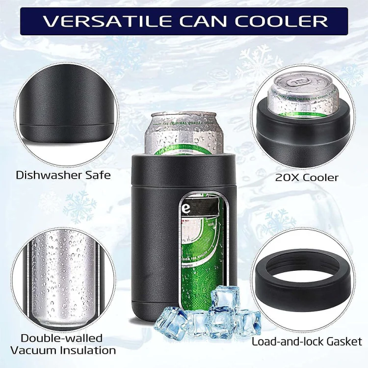 Double Vacuum 12oz Coke Can Insulated Mug 304 Stainless Steel Beer Cooler With Bottle Opener(Black) - Image 7