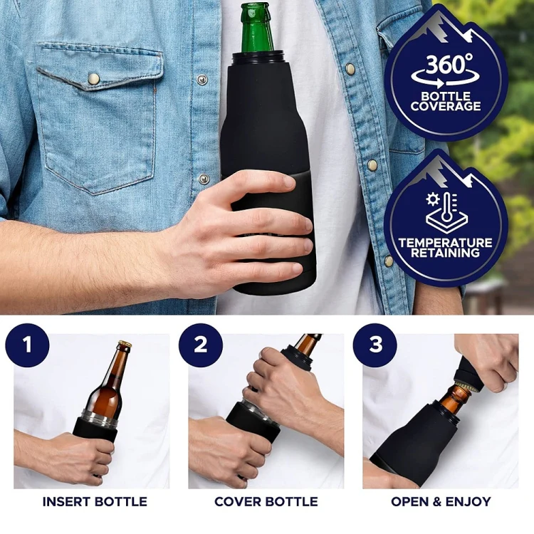 Double Vacuum 12oz Coke Can Insulated Mug 304 Stainless Steel Beer Cooler With Bottle Opener(Black) - Image 8