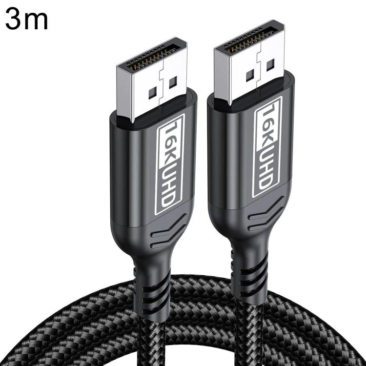 DP to DP 2.1 16K Gaming HD Cable Monitor Adapter Cable, Length:3m(Black)