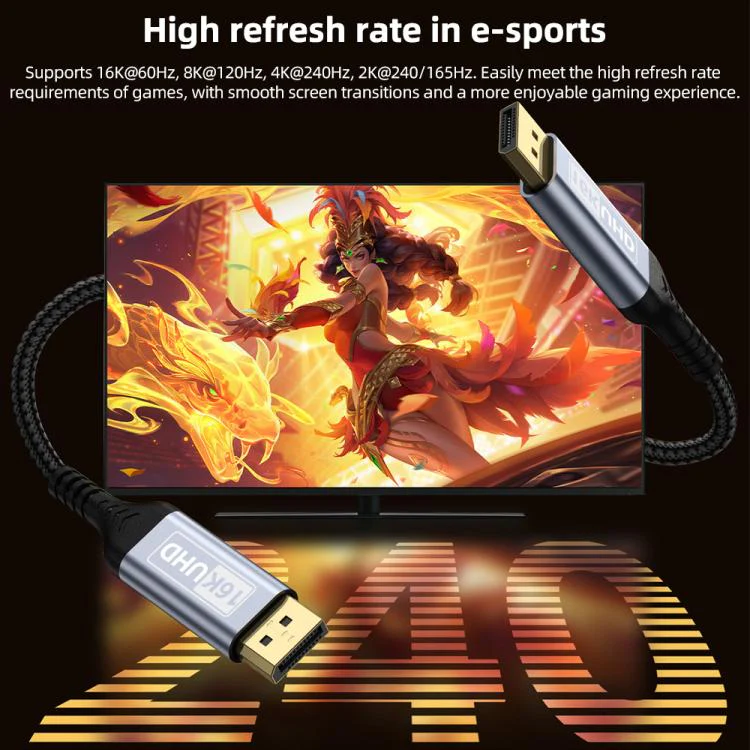 DP to DP 2.1 16K Gaming HD Cable Monitor Adapter Cable, Length:3m(Black) - Image 8
