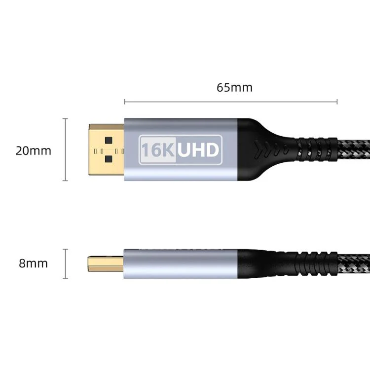 DP to DP 2.1 16K Gaming HD Cable Monitor Adapter Cable, Length:3m(Grey) - Image 12