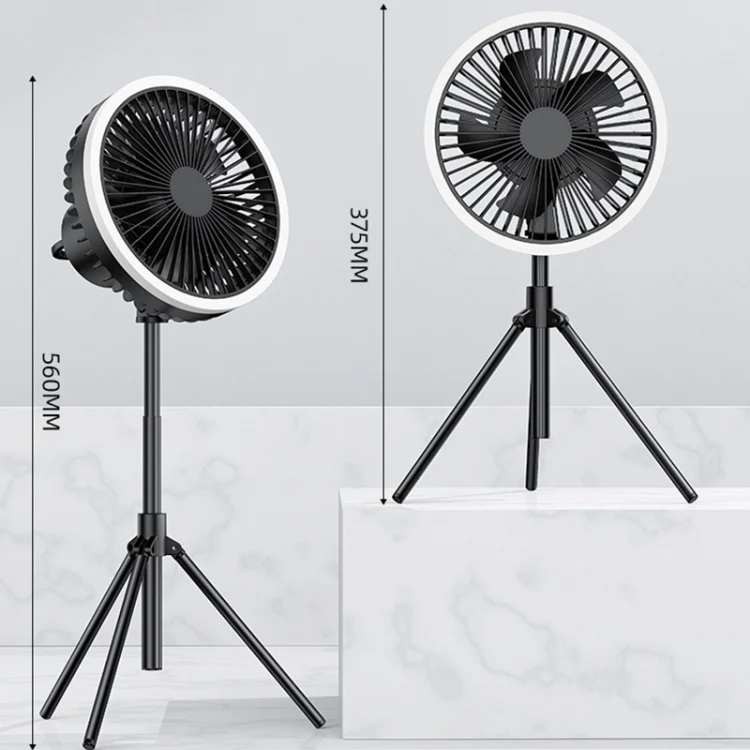 DQ216 10000mAh Outdoor Portable Liftable Swivel Head Camping Fan Tent Hanging Vertical Colorful Light with Remote Control(Black) - Image 2