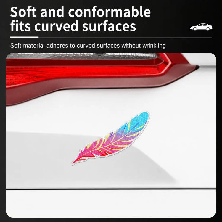 Dreamy Feather Reflective Car Stickers Bumper Scratch Cover Night Warning Decals, Style: A - Image 4